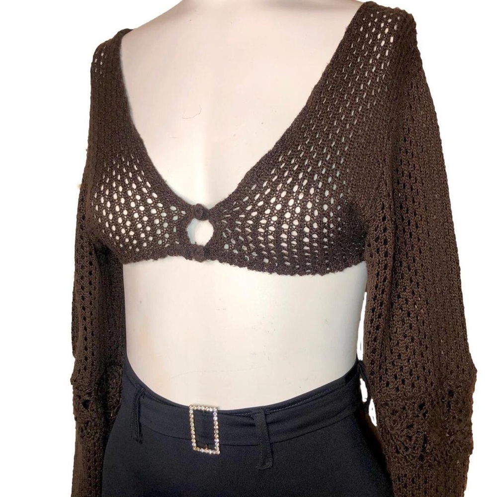 Brown Crochet Crop Top